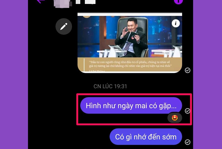 Cập nhật ngay biểu tượng cảm xúc Messenger khi chat trên điện thoại > Sau khi bạn chọn biểu tượng cảm xúc, kết quả sẽ hiện thị