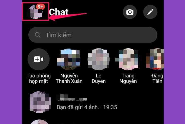 Vào Messenger, nhấp vào ảnh đại diện của bạn