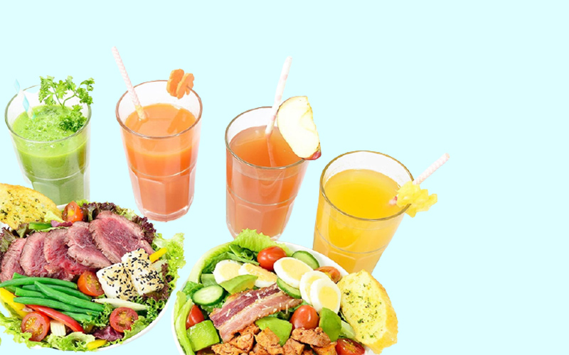 Salad kết hợp cùng sinh tố (nước ép) trái cây