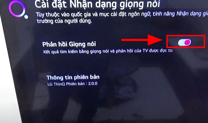 Cách tắt giọng nói trên tivi LG > Tắt “Phản hồi giọng nói”