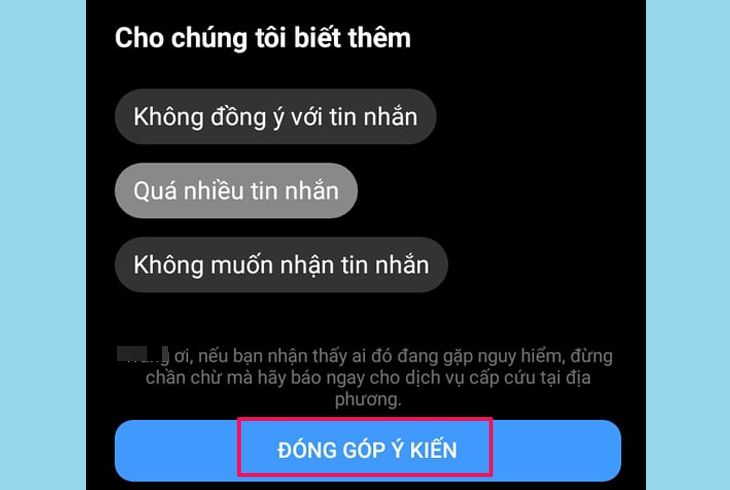 Nhấn nút Đóng góp ý kiến để hoàn thành