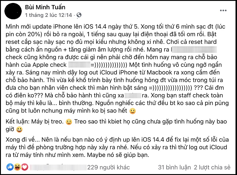 iOS 14.4 gặp lỗi khó hiểu, nhiều người khuyên đừng nên nâng cấp sớm