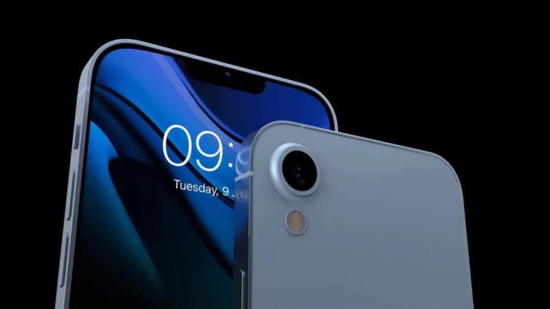 Thiết kế iPhone SE 3 có thể sẽ giống iPhone 13 với khung viền vuông vức cùng tai thỏ được làm nhỏ lại. Nguồn: Tech Blood.