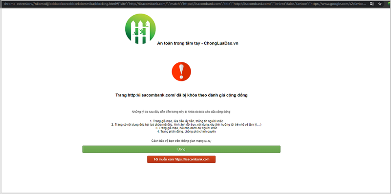 Một website giả mạo bị phần mềm của Hiếu PC khoá
