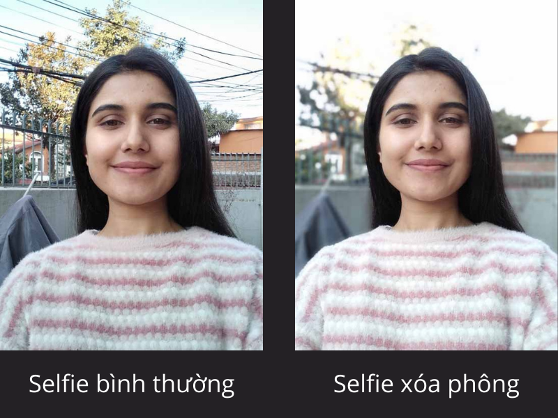 Tính năng chụp selfie và chụp selfie xóa phông trên Galaxy M02s. (Nguồn: Gadget Byte).