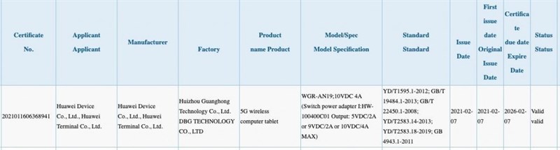 Huawei MatePad Pro 2 5G đạt chứng nhận 3C