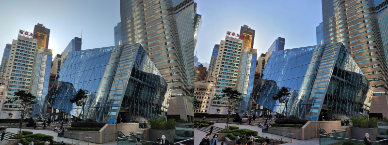 Photo taken in bright enough conditions with the main camera of Mi 11 (left) and Galaxy S21 5G (right) if at first glance there is not too much difference. Photo taken in bright enough conditions with the main camera of Mi 11 (left) and Galaxy S21 5G (right) if at first glance there is not too much difference.