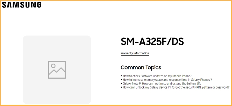 SM-A325F xuất hiện trên trang hỗ trợ của Samsung Ấn Độ được cho là số model của Galaxy A32 4G