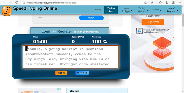 10 trang web kiểm tra tốc độ đánh máy online tốt và chính xác nhất > Speed Typing Online