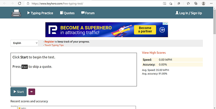 10 trang web kiểm tra tốc độ đánh máy online tốt và chính xác nhất > Key Hero