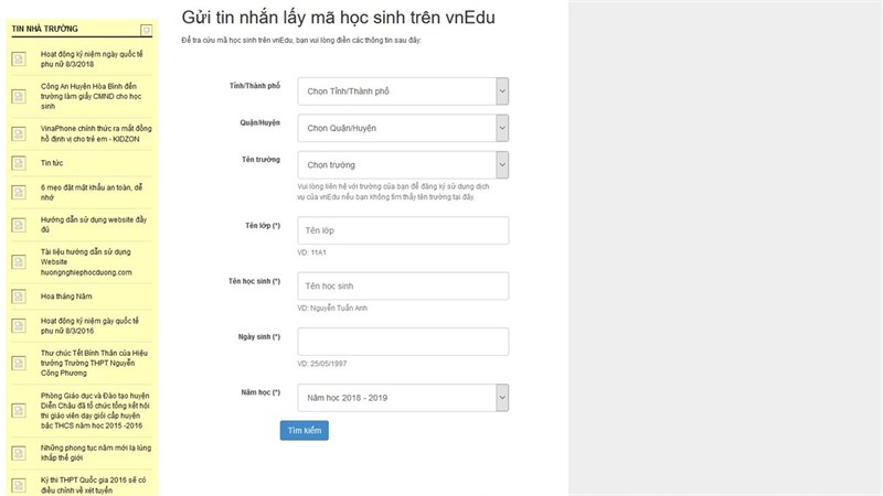 tra cứu điểm của học sinh bằng ứng dụng VnEdu