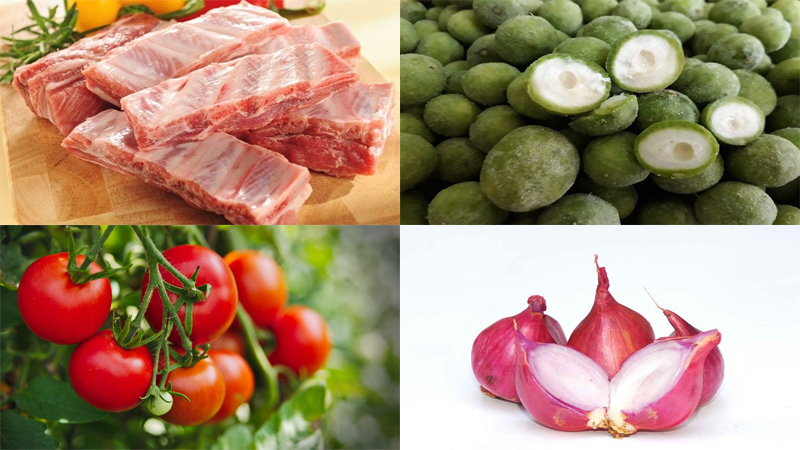 Nguyên liệu nấu món canh sấu sườn non Nguyên liệu nấu món canh sấu sườn non