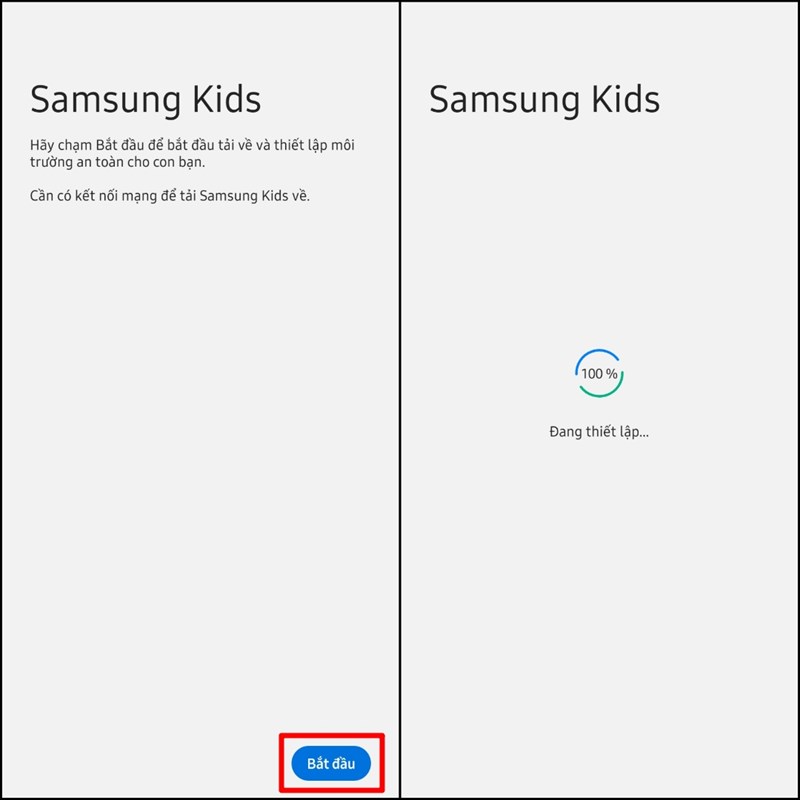 Sau khi bật xong  bạn hãy chờ để Samsung tải về và hoàn tất những thiết lập cần thiết.