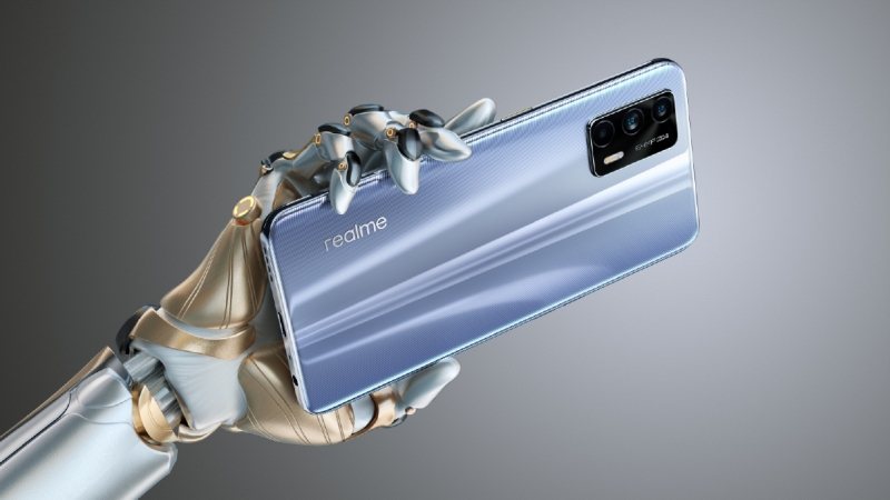 Diện mạo của Realme GT 5G được tiết lộ trong poster chính thức, xác nhận có 3 camera sau và cổng âm thanh 3.5 mm