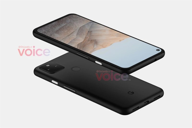 Smartphone tầm trung Google Pixel 5a lộ ảnh render với thiết kế quen thuộc: Màn hình nốt ruồi, cụm camera kép hình vuông mặt sau