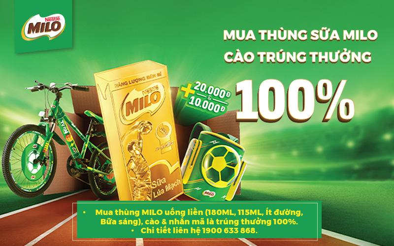 MUA 1 THÙNG SỮA MILO UỐNG LIỀN - CÀO TRÚNG THƯỞNG 100% MUA 1 THÙNG SỮA MILO UỐNG LIỀN - CÀO TRÚNG THƯỞNG 100%