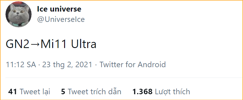 Xiaomi Mi 11 Ultra sẽ tiên phong sử dụng cảm biến Samsung GN2 50MP