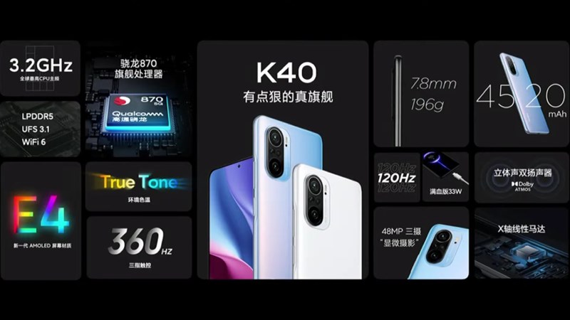 Bản cấu hình của Xiaomi Redmi K40 với Snapdragon 870