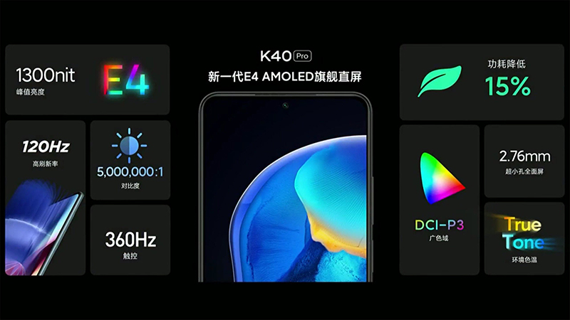 Xiaomi Redmi K40 Pro sẽ có tần số quét màn hình 120Hz và tần số lấy mẫu cảm ứng 360Hz