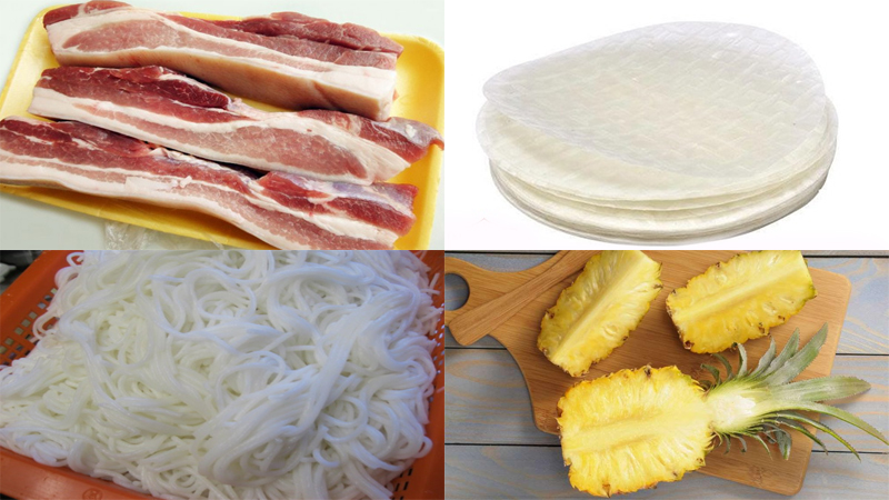 Nguyên liệu làm món thịt cuốn bánh tráng Nguyên liệu làm món thịt cuốn bánh tráng