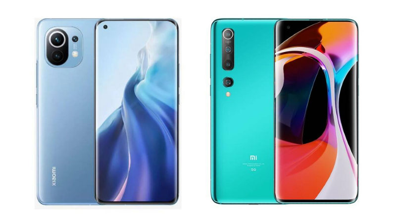 Xiaomi Mi 11 5G chỉ có 3 camera (bên trái) còn Mi 10 5G lại có 4 camera (bên phải). (Nguồn: The Indian Express).