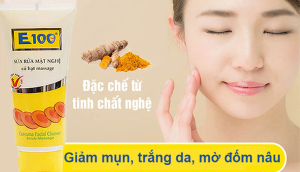 Da sạch mụn, sáng mịn với sữa rửa mặt nghệ có hạt massage E100