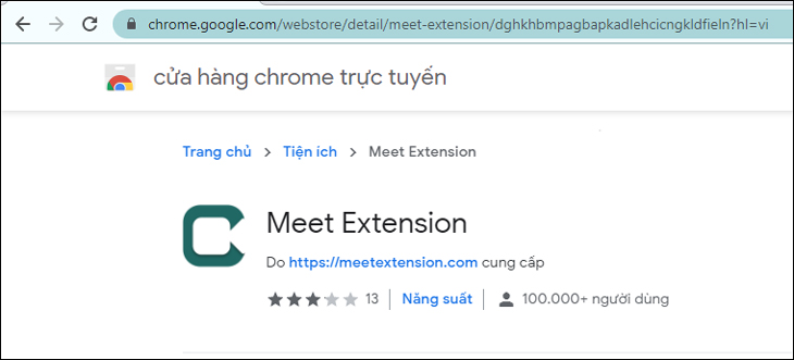 Truy cập vào trang cài đặt Google Meet trên Chrome Extension