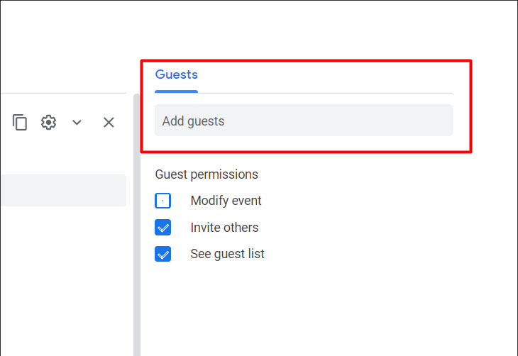 Google Meet: Cách cài đặt, sử dụng trên điện thoại, máy tính đơn giản, chi tiết > Nhập địa chỉ email của thành viên tham gia được mời tại mục Khách và chỉnh sửa quyền riêng tư của thành viên được mời tại mục Quyền của khách