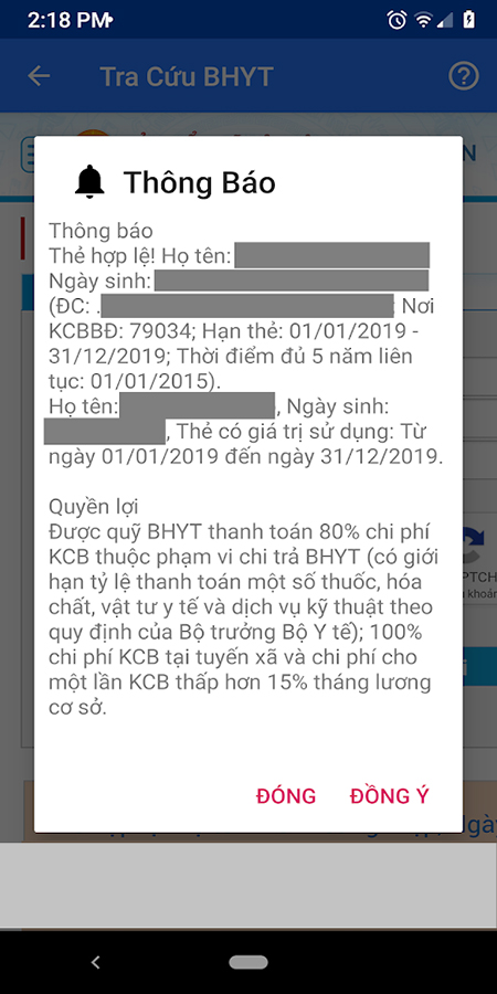 Kết quả trả về