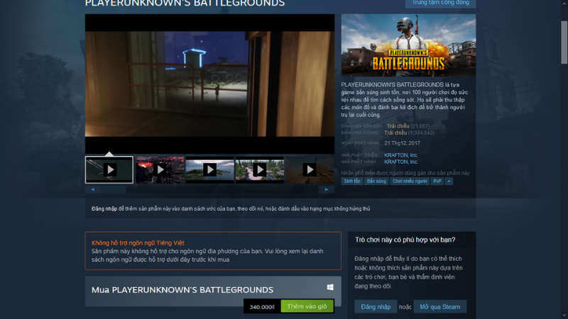 PUBG's selling price is on the Steam platform, a game shopping platform trusted by many gamers. PUBG's selling price is on the Steam platform, a game shopping platform trusted by many gamers.