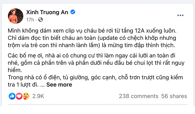 Bài chia sẻ của Facebook Xinh Truong An được nhiều người ủng hộ