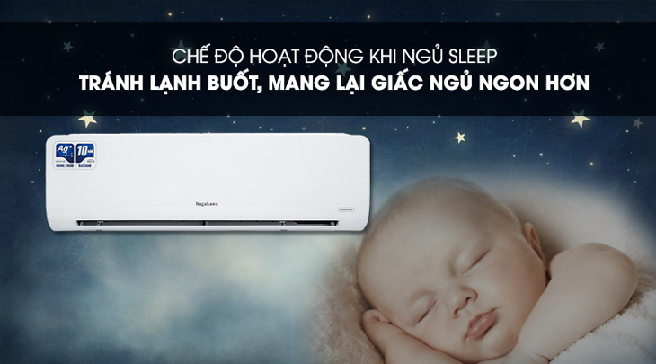 Chế độ Sleep Mode trên máy lạnh Nagakawa giúp đem đến cho bạn một giấc ngủ ngon hơn