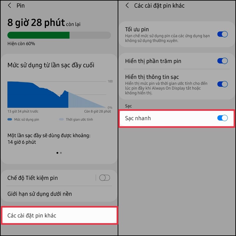 Cách bật chế độ sạc nhanh trên smartphone Samsung siêu dễ mà không phải ai cũng biết