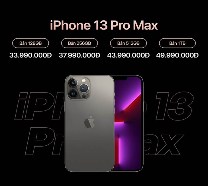 iPhone 13 (Mini, Pro, Pro Max) chính thức mở bán tại Điện máy XANH, Thế Giới Di Động > Giá bán của iPhone 13 Pro Max