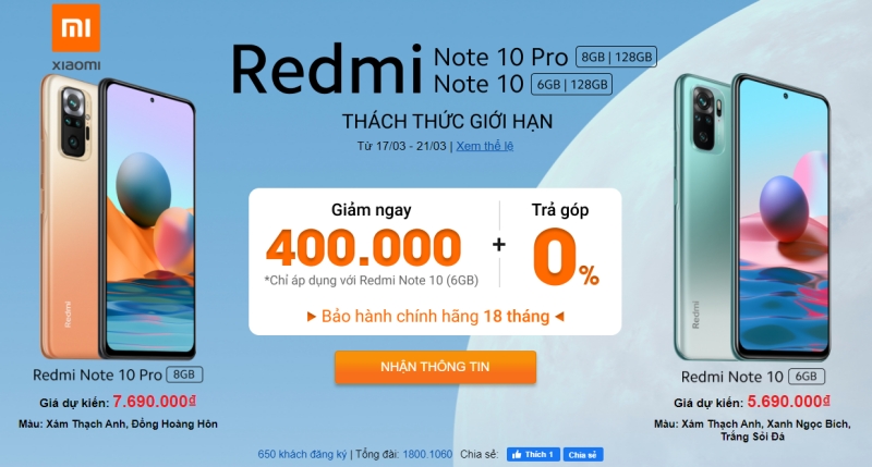 Xiaomi Redmi Note 10 và Note 10 Pro sắp được mở bán tại Thế Giới Di Động