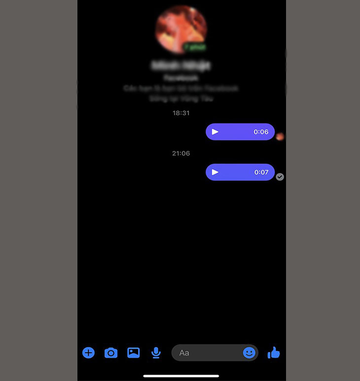 Cách gửi file ghi âm qua Messenger trên điện thoại Android và iPhone > Thả ngón tay để gửi