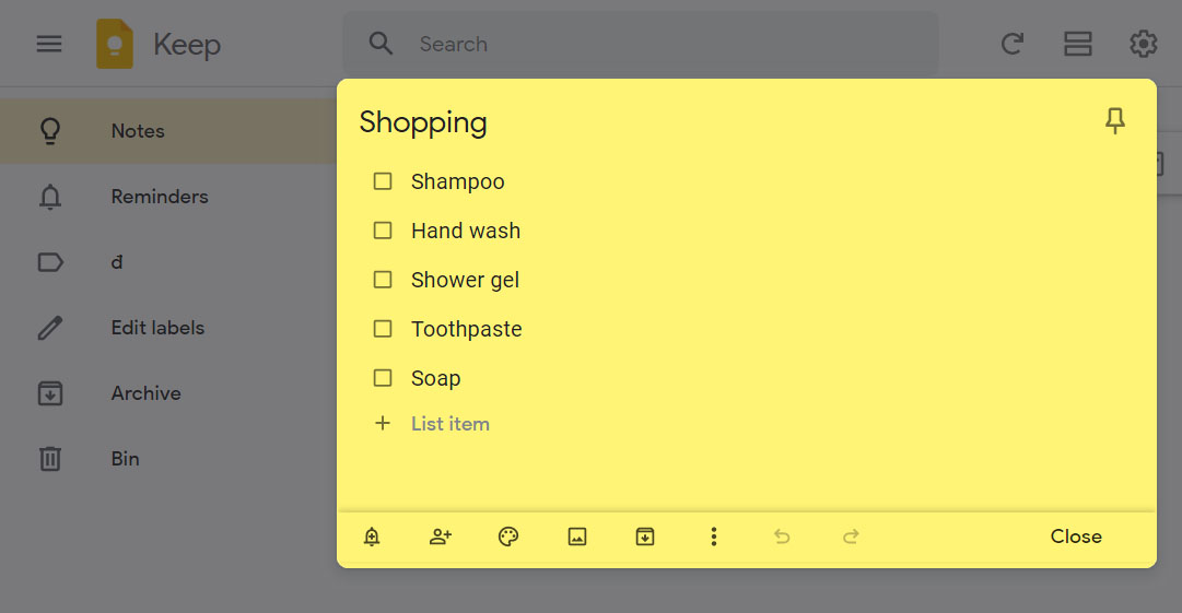 Google Keep không hỗ trợ đa dạng font