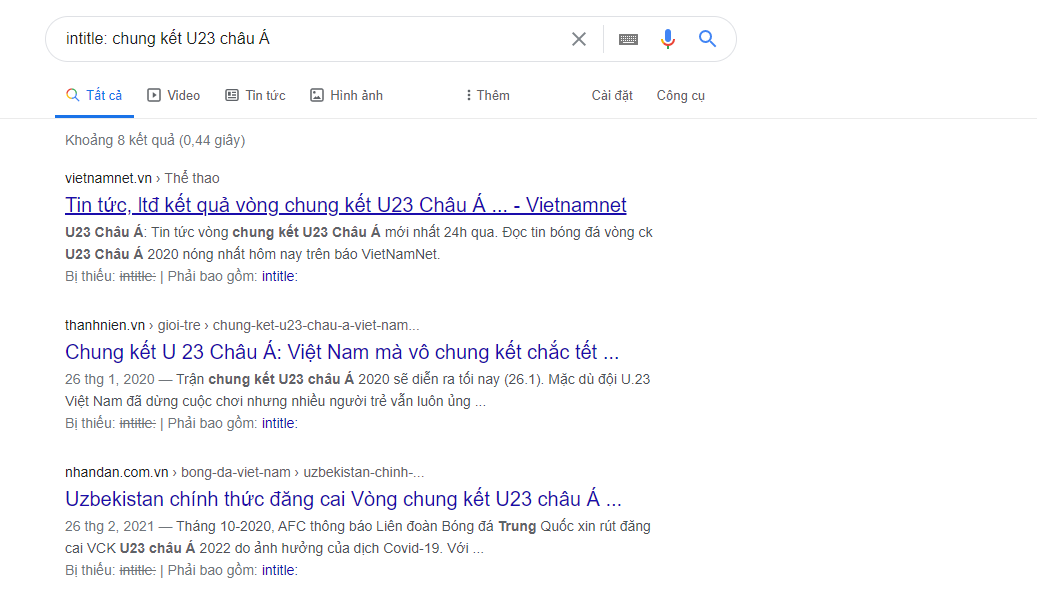 Tìm kiếm theo tiêu đề hoặc URL trên Google Tìm kiếm theo tiêu đề hoặc URL trên Google