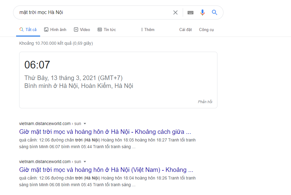 Xem thời gian mặt trời mọc hoặc lặn Xem thời gian mặt trời mọc hoặc lặn