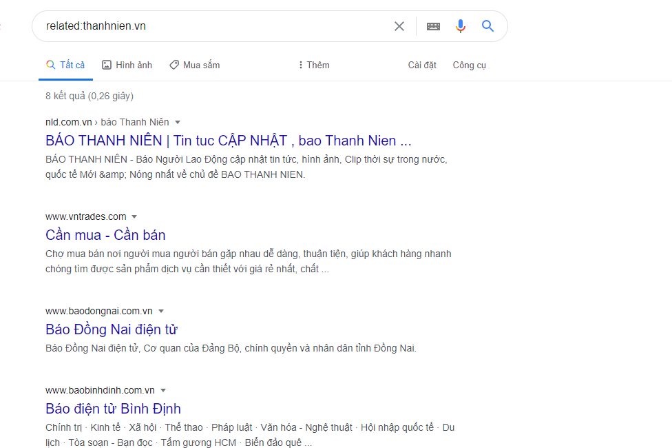 Tìm kiếm trang web liên quan Tìm kiếm trang web liên quan