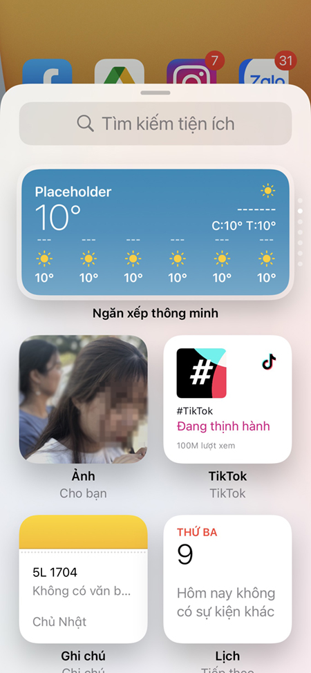 Cách thêm và xóa widget vào màn hình chính trên iOS 14 mới đơn giản, ai cũng biết làm > Thêm widget từ màn hình chính iPhone