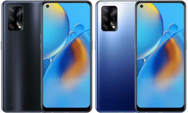 Từ trái sang phải: OPPO A74 4G màu Prism Black và Midnight Blue