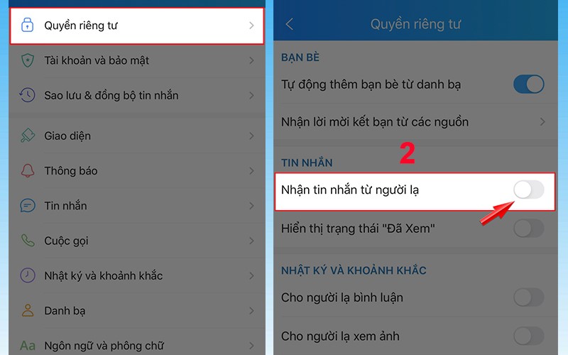 Cách chặn spam Zalo