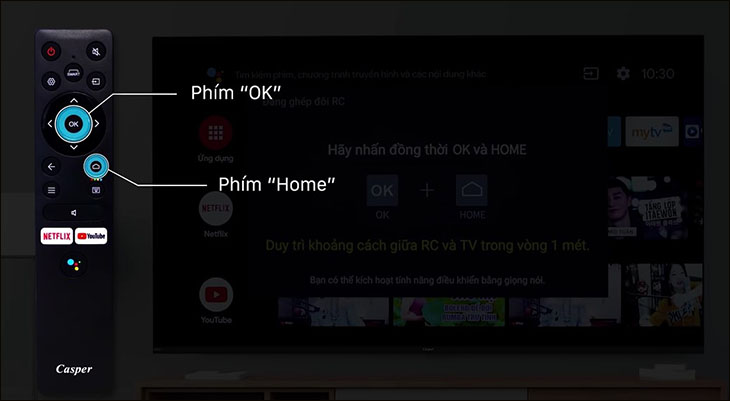 Ấn giữ đồng thời 2 phím ok và home