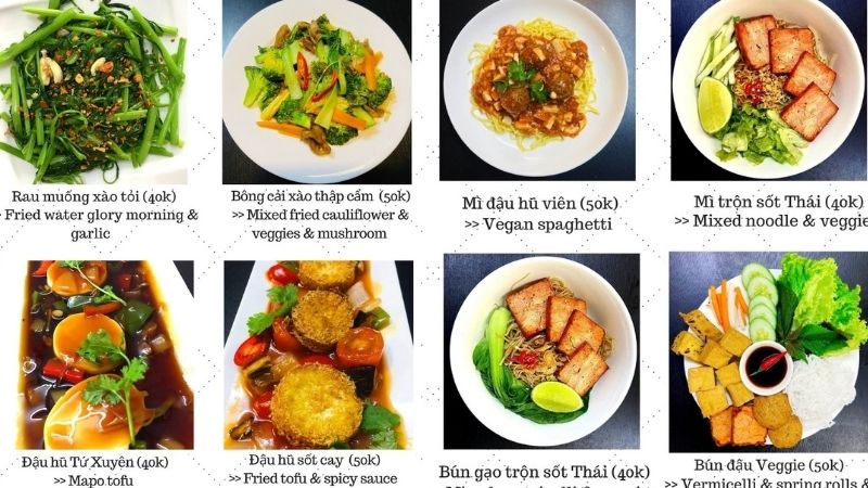 Menu của nhà hàng chay Veggie Saigon