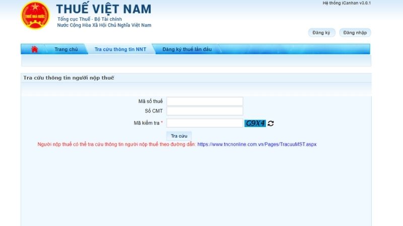 Tra cứu trên web Thuế điện tử