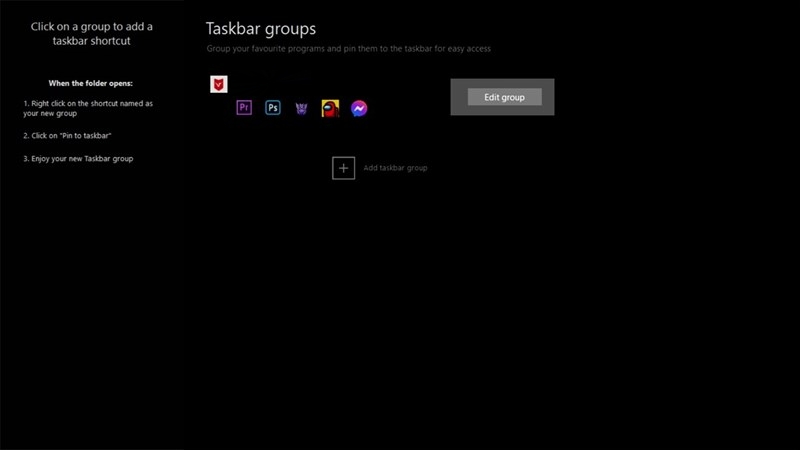 ứng dụng Taskbar Groups