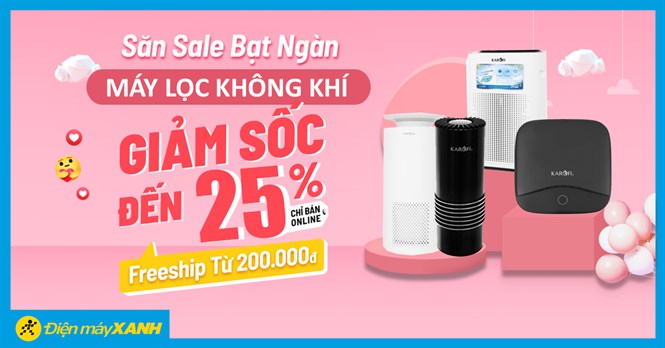12 mẫu máy lọc không khí giảm đến 25%, giá chỉ từ 1 triệu. Mua ngay!