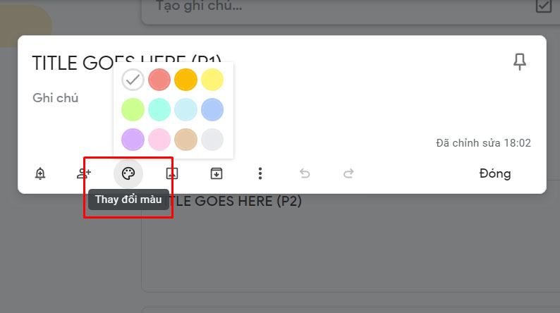 Thay đổi màu ghi chú
