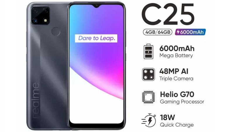 Realme C25 có hiệu năng đủ dùng với con chip Helio G70